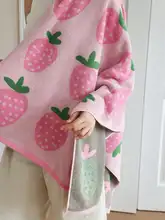 かわいいストロベリーデザインの全棉タオル【ミニサイズ・北欧風・柔らかい】