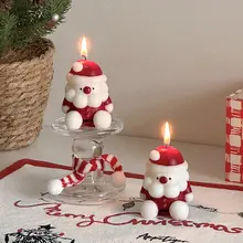 クリスマスサンタ香りキャンドル用ガラスキャンドルホルダー【ハンドメイド ・雰囲気づくり・インテリア装飾用】