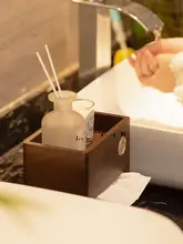 高級感ある黒胡桃木製トイレットペーパーケース【シンプルデザイン・ホテル用】