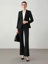 ビジネスカジュアル対応！黒のジャケットとパンツのセッ トアップ【春秋用・女性用・フォーマル】（セットアップ対応）