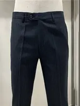 ビジネスカジュアル メンズウール混紡ストレートパンツ【ブラック＆グレー・しわになりにくい・厚手】