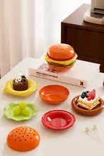 可愛いハンバーガーデザインのプラスチック製ディッシュ【家庭用・調味料皿・防落下】