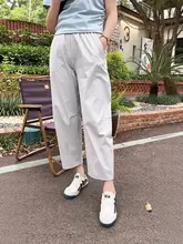 夏用レディース速乾ハーレンパンツ【大きいサイズ・ルーズフィット・九分丈・体型カバー】（セットアップ対応）