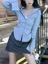 美式スタイルのウエストフィット長袖シャツ【春秋用・独特で魅力的】