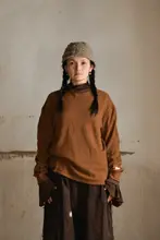 左岸迷香 オリジナルデザイン 無地プルオーバー ウールニットTシャツ【22FWモデル】