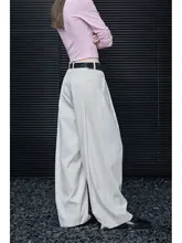 高腰ストレートパンツ【白色・ワイドレッグ・フィット・ドレープ感】（セットアップ対応）