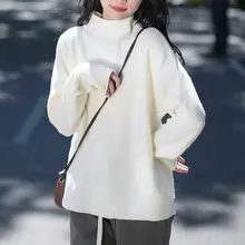白色ハイネックニットセーター【極上の柔らかさ・秋冬用・厚手】（セットアップ対応）