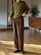 秋冬用ストレートパンツ【ウエストゴム・カジュアル・ブラウン】