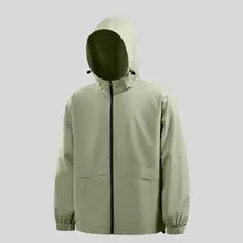 防風機能付き 春季用フード付きアウトドアジャケット【グリーン・男性用・キャンプ・登山用】
