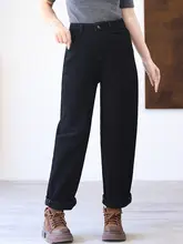 レディース コットンストレッチスリムフィットデニムパンツ【冬用・レトロスタイル・テーパードデザイン】