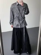 中華風デザイン 鶴刺繍のシルクシャツ【スムース・ドレープ感・長袖・ルーズフィット】