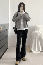 ブラックデニム微フレアパンツ【ハイウエスト・極上の柔らかさ・女性用】