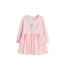 女の子用 丸首デザインの短袖ワンピース【春秋用・プリンセススタイル】