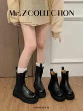 本革製 チェルシー風 マーチンブーツ【厚底・ショートブーツ・春秋用】