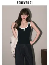 タンクトップ レディース ニット イエロー レーサーバック フィット インナー きれいめ 上品 「Forever 21」