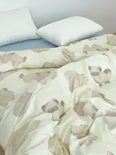 かわいいデザイン！小犬の全棉ベッドカバー【感・ふわふわ・シングル用】