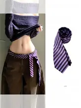 紫色のウエストベルト【デニムパンツ用・リボン付き・アクセサリー】（セットアップ対応）