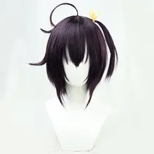 中二病 キャラクター コスプレ用ウィッグ【深紫・リボン付き】