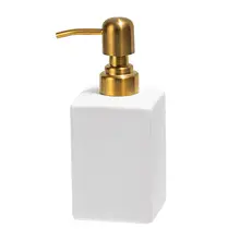 陶器製 手洗い液ボトル【ステンレスプッシュヘッド・シルバー＆ゴールド・ホテル用・詰め替えボトル】