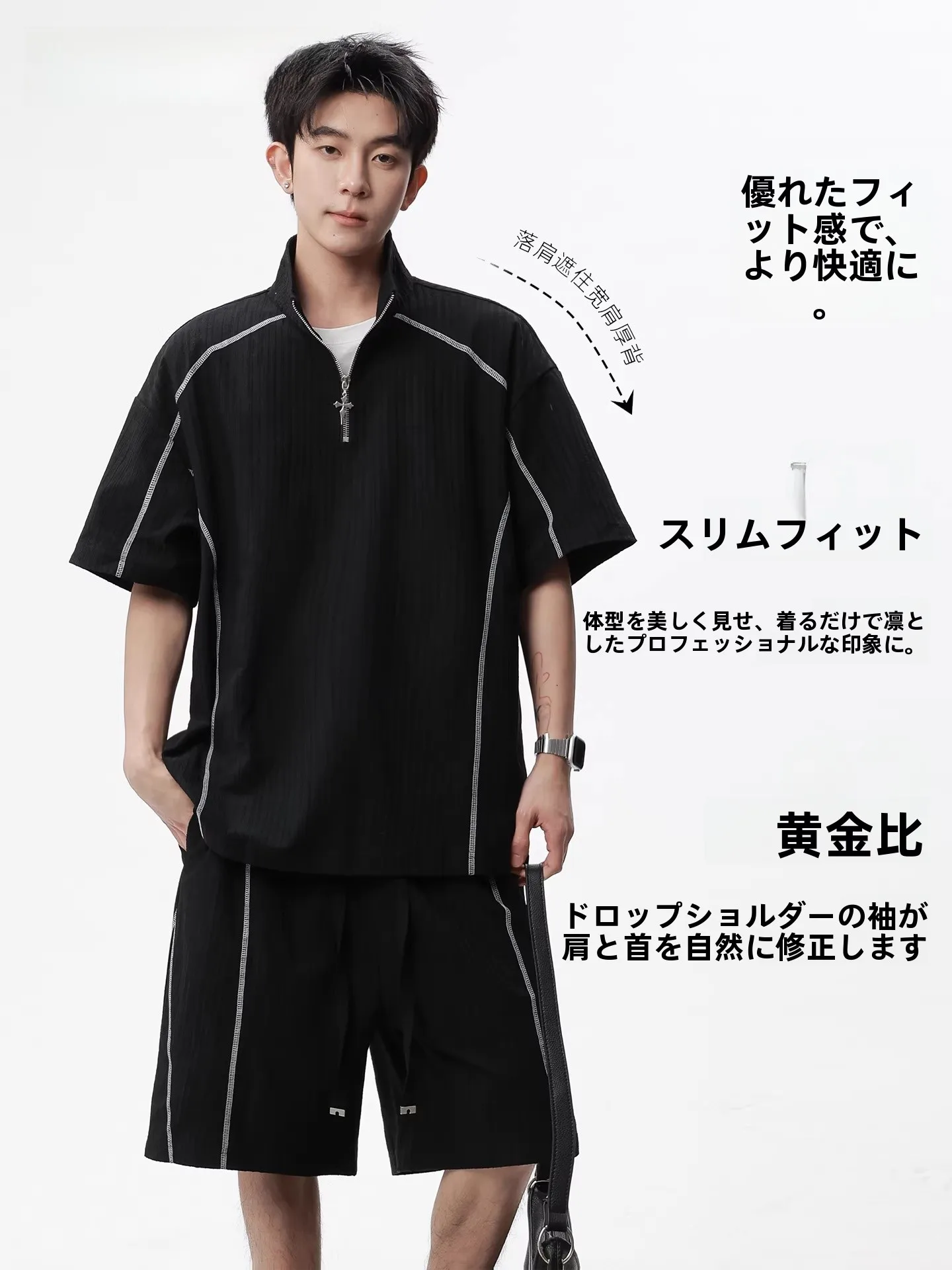 tシャツ重ね着コーデ メンズ どうやって着こなすか？涼感素材のセットアップが解決する夏の悩み