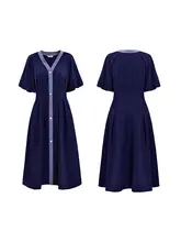 パフスリーブ ワンピース 女性 春夏 高級 精緻 気品 Aライン