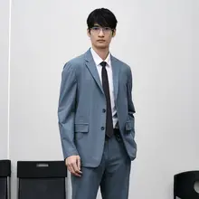 通勤用 ブルーグレー平驳領ジャケット【軽量・春夏向け】