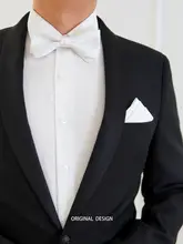 洗練されたデザイン！白色のボウタイとブートニエール【結婚式・新郎用・白鹅绒】