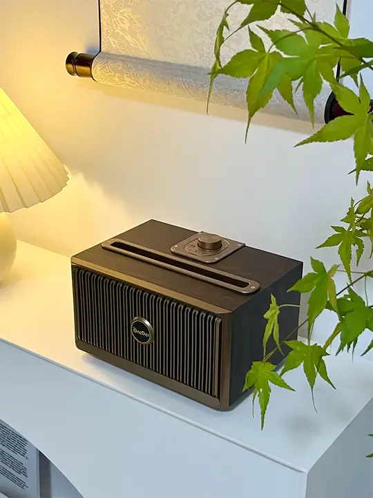 胡桃木調の Bluetooth スピーカー【レトロデザイン・高音質・デュアルスピーカー】