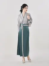 日常着としても最適！フライトスリーブ上衣と宋風ロングスカート【沈香茶】（セットアップ対応）