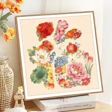 縁起の良い刺繍飾り【華やかな福字デザイン・リビングルーム用・ハンドメイド】
