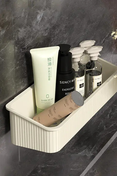 衛生的な収納を実現！壁掛け洗面台整理ラック【穴あけ不要・浴室やトイレ用】