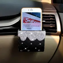 車用エアコン吹き出し口収納ボックス【クリスタル装飾・多機能スマホホルダー】