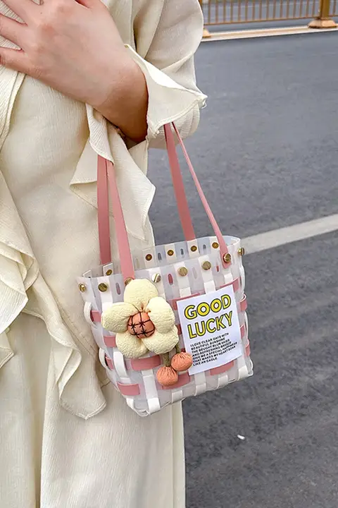 夏の小さな新鮮な トートバッグ diy 手織りバッグ