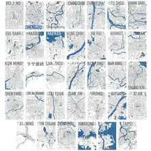 都市地図デザインのポストカード【北京・天津・重慶・成都・広州・南京・杭州・マカオ・香港】