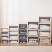 多層式プラスチック収納ボックス【透明・引き出し型・衣類整理用】