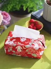 花柄デザインのティッシュケース【布製・レトロ・洗面所用】