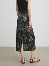 春の花びらデザインの新中式スタイル外套とスカート【グリーン・フレアスカート・半袖】（セットアップ対応）