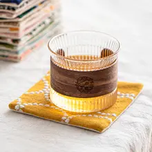 手作り和風布製コースター【刺繍・二重構造・吸水性・テーブル用】