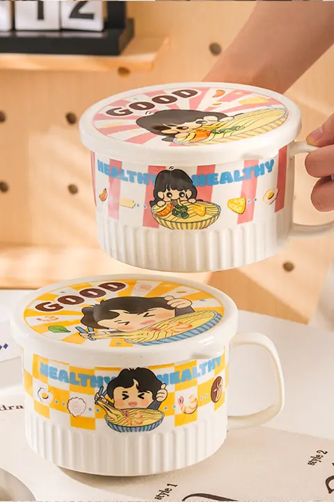 JOJO'S L. PD.wits. 陶器製 カートンデザインの蓋付きラーメンボウル【学生向け・食器】