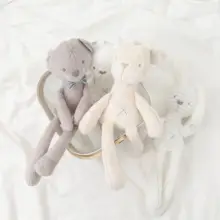 北欧風 極上の柔らかさ 安心感あるウサギぬいぐるみ【赤ちゃん用・長耳・ハンドル付き】