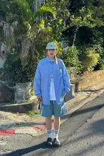 ユニセックス ビンテージチェック柄 ポロシャツ【春用・ゆったり長袖・カジュアルデザイン】