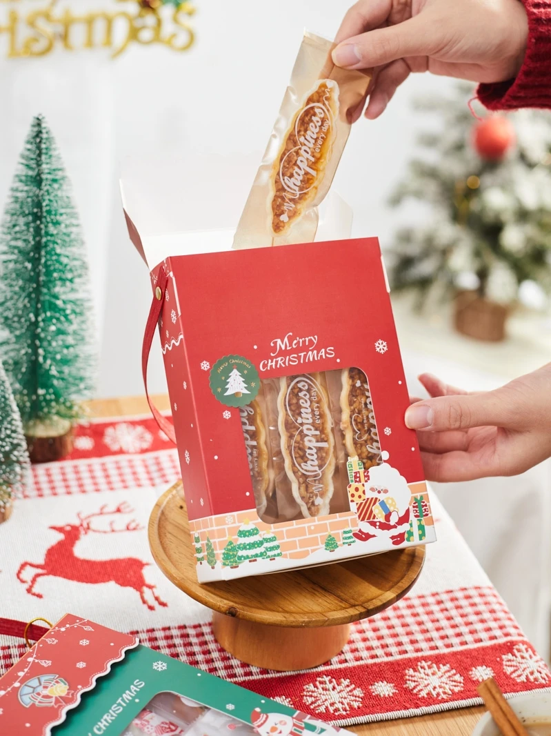 手提げクリスマスギフトボックス：窓付き空箱でお菓子や焼き菓子を贈るシンプルなプレゼント法