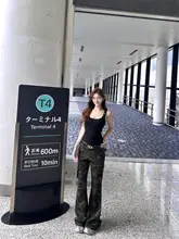 黒のタイトフィットキャミソール【夏用・レトロ迷彩・フレアパンツ】（セットアップ対応）