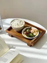 一人用 木製トレー【高級感ある和風・長方形・喫茶店用】