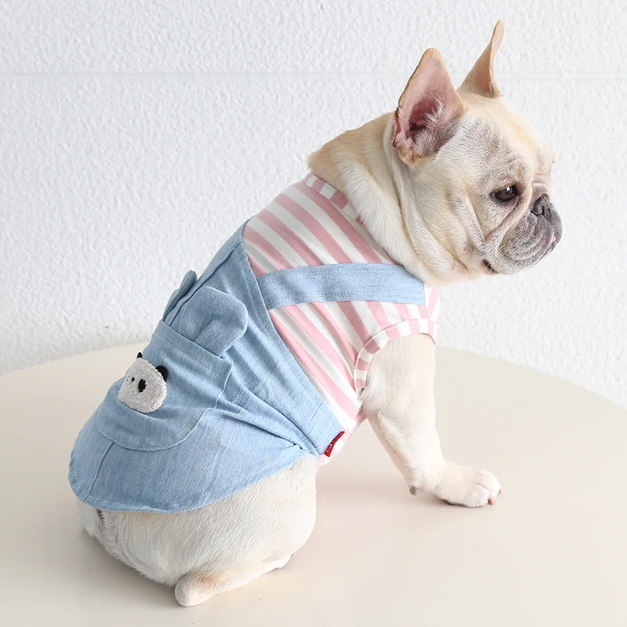 デニム風ペットウェア ブタ鼻デザイン セットアップ対応 夏季用 犬用