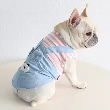 デニム風ペットウェア【ダブル風デザイン・ブタ鼻・大きいサイズ・犬用】（セットアップ対応）