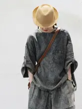 夏用 天絲麻デニムTシャツ【ヴィンテージ風・ユニセックス】