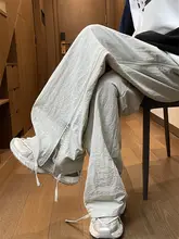 グレー速乾ワイドパンツ【メンズ・カジュアル・ドローストリング・ジッパーデザイン】
