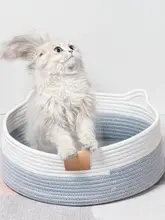 コットンロープ編みの猫ハウス【季節問わず・手作り・水洗い可能】（セットアップ対応）
