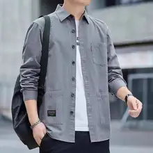 男士長袖カジュアルシャツ【百パーセントコットン・春秋用・フィット】